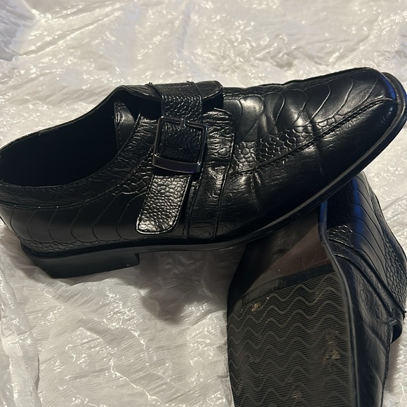 Stacy Adam’s boys size 2 dress shoes black acrylic strap - Picture 3 of 11